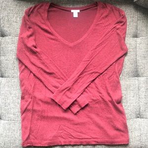 🍂 BP Heathered Burgundy Long Sleeve Tunic Top
